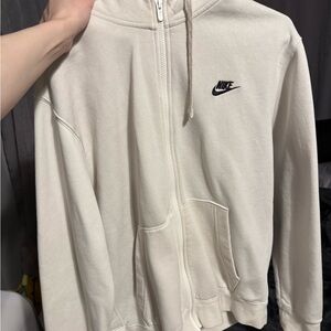 Nike White Zip-Up Hoodie